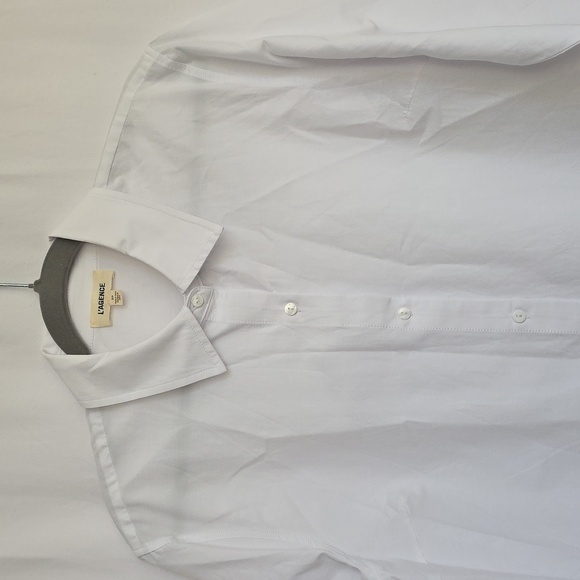 L'Agence White Blouse With Lace Hem And Cuffs.  Size Small Petite - Picture 2 of 10